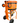 An orange and black concrete mixer machine with a wheeled frame, shown on a plain white background. The machine features a large mixing drum, two front wheels, a rear support frame, and an engine mounted underneath.