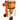 An orange and black concrete mixer machine with a wheeled frame, shown on a plain white background. The machine features a large mixing drum, two front wheels, a rear support frame, and an engine mounted underneath.