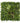 Artificial green wall panel with various types of greenery on a white background