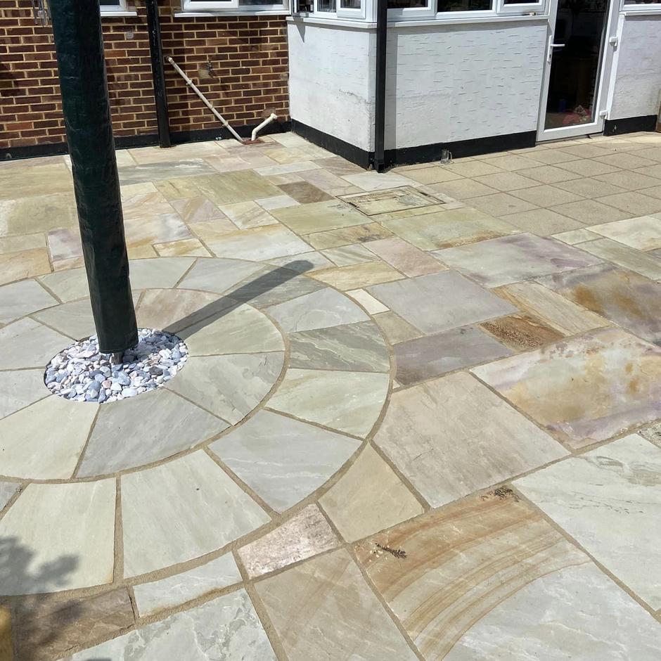 Golden Fossil Sandstone Paving Stone Zone And Landscaping Supplies